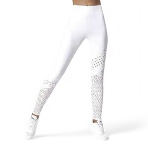 Carbon 38 White Eyelet Leggings S